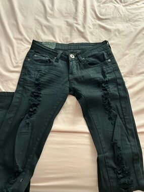 Machine Size 26 Classic Black Ripped Women's Jeans